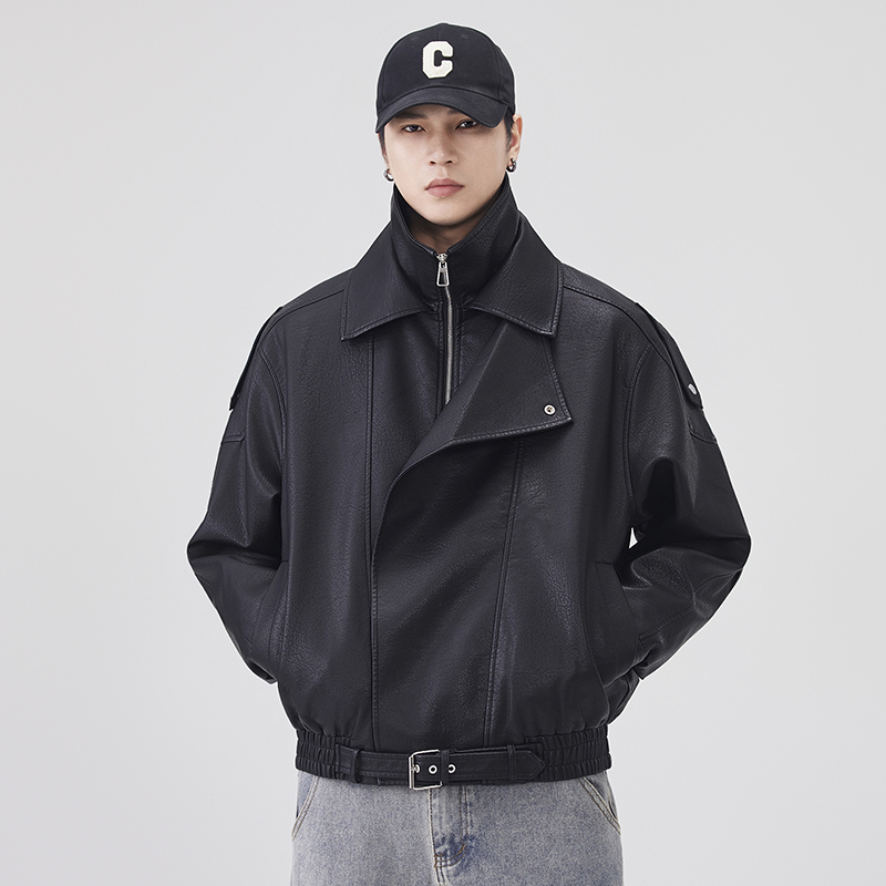 Streetwear Brand Vintage - الخريف الشتاء سترة جلدية الرجال الشارع
